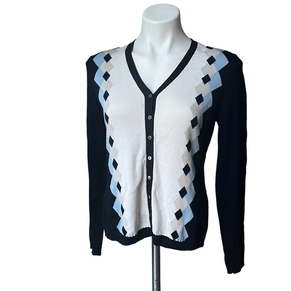 Brooks Brothers Button Down Multi Color Argyle Cardigan Sweater, Sz S - Picture 3 of 11